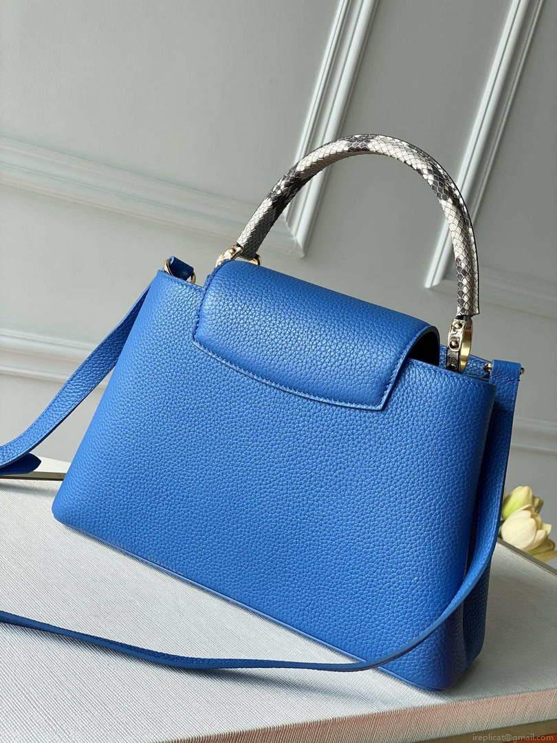 LV N98388 Louis Vuitton Capucines MM Handbag Blue