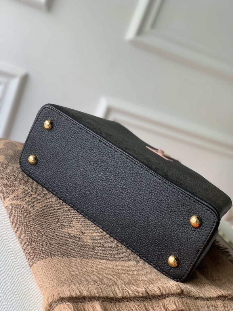 LV M57518 Louis Vuitton Capucines MM Handbag Black and Red