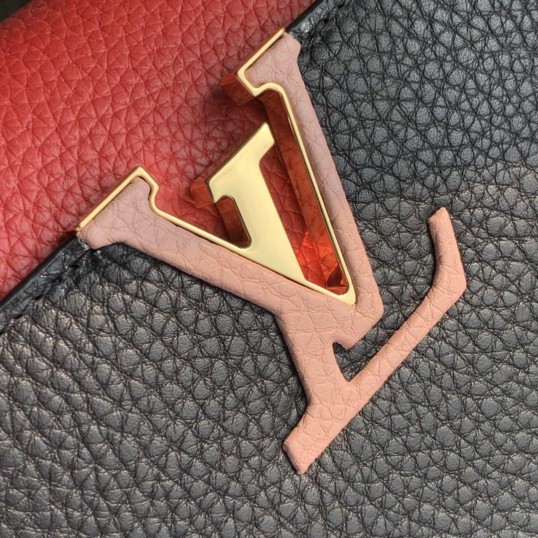 LV M57518 Louis Vuitton Capucines MM Handbag Black and Red