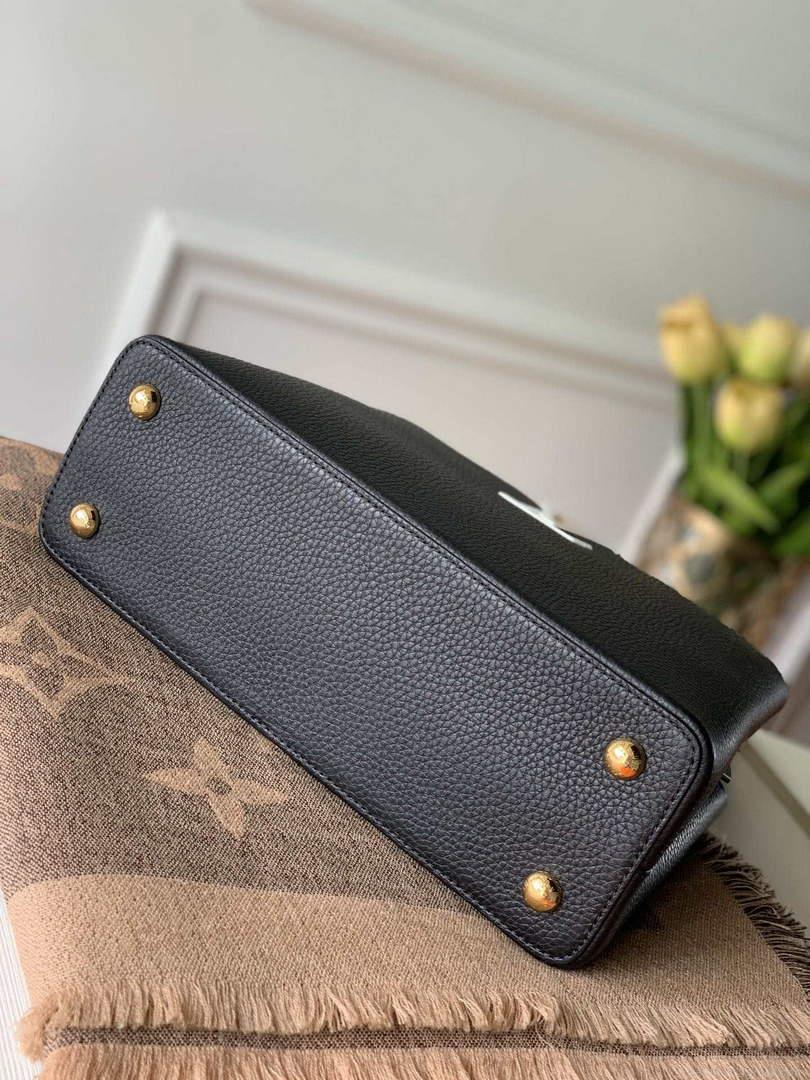 LV M57523 Louis Vuitton Capucines MM Handbag Black and Blue