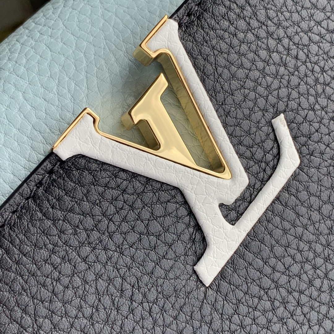LV M57523 Louis Vuitton Capucines MM Handbag Black and Blue