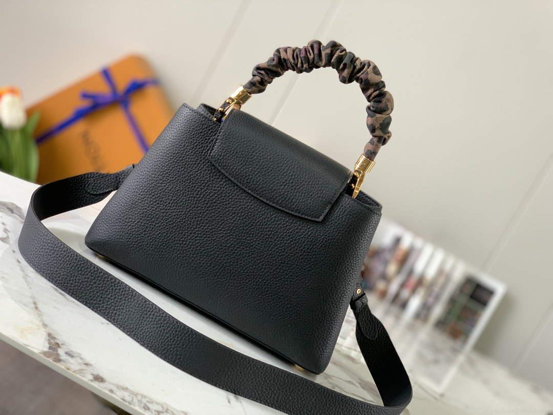 LV M58732 Louis Vuitton Capucines MM Handbag Black