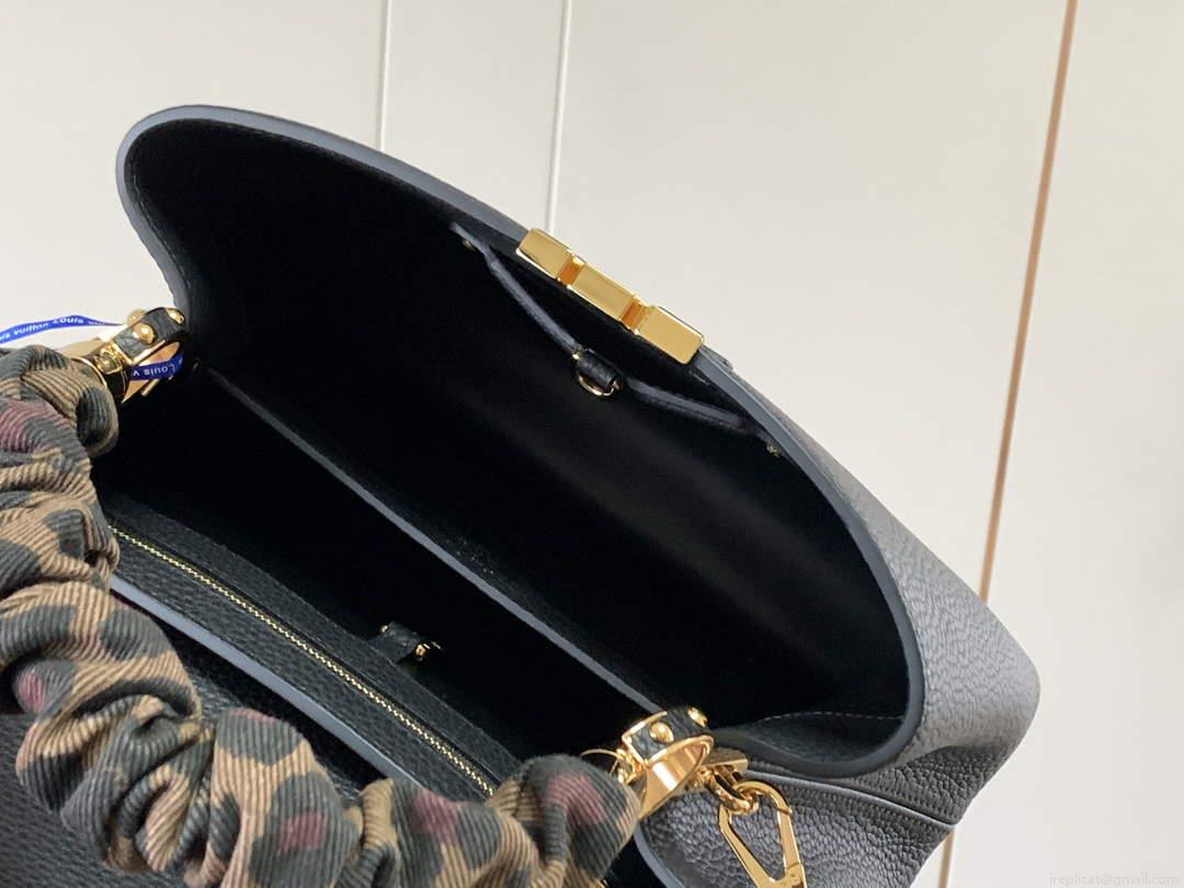 LV M58732 Louis Vuitton Capucines MM Handbag Black