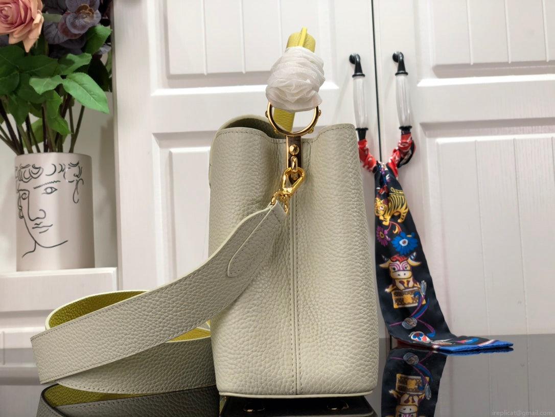 LV M48865 Louis Vuitton Capucines Mini BB Handbag M59468 Snow White and Cedrat
