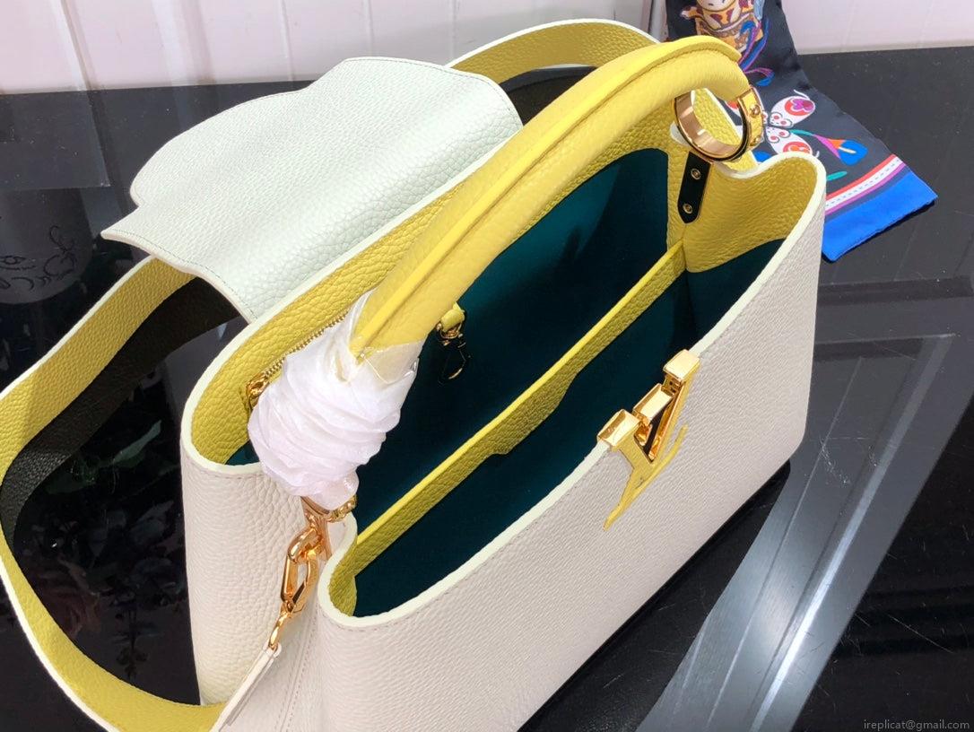 LV M48865 Louis Vuitton Capucines Mini BB Handbag M59468 Snow White and Cedrat