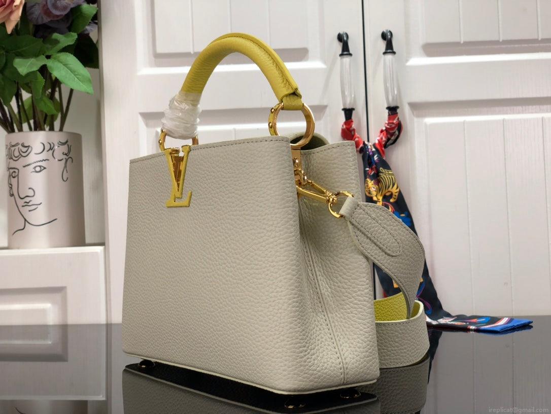 LV M59468 Louis Vuitton Capucines BB Handbag Snow White and Cedrat