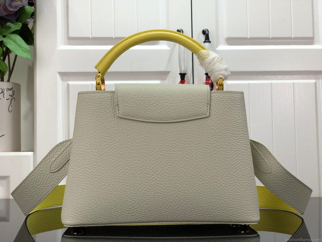 LV M59468 Louis Vuitton Capucines BB Handbag Snow White and Cedrat