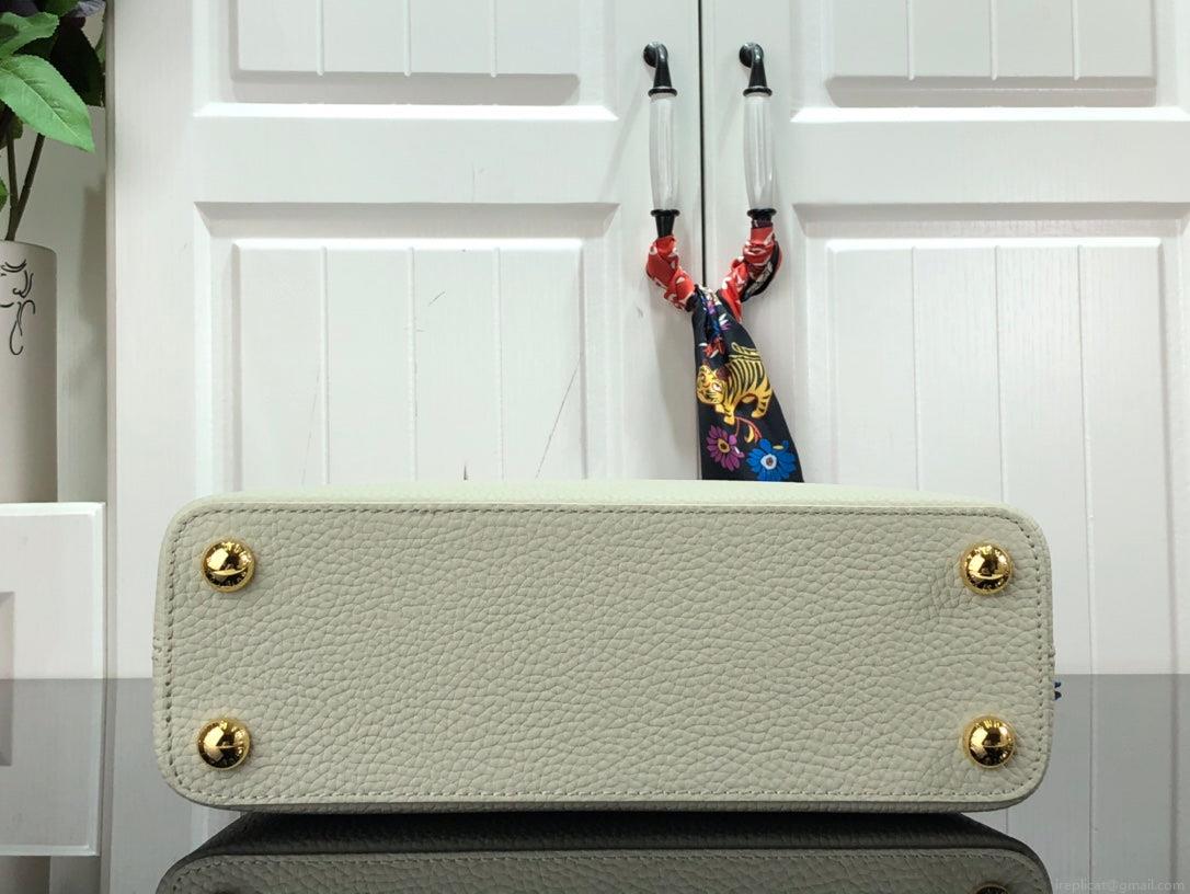 LV M59468 Louis Vuitton Capucines BB Handbag Snow White and Cedrat