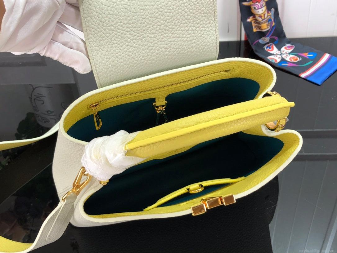 LV M59468 Louis Vuitton Capucines BB Handbag Snow White and Cedrat