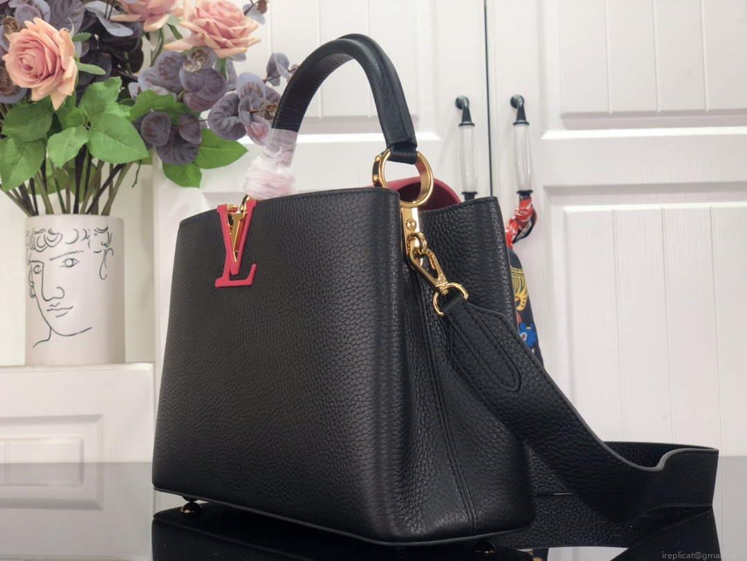 LV M59882 Louis Vuitton Capucines MM Handbag Black