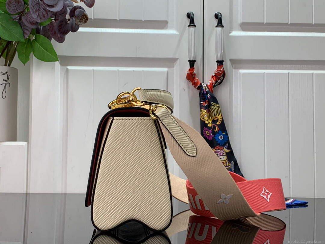 LV M59687 Louis Vuitton Twist PM Epi leather Handbag Quartz White