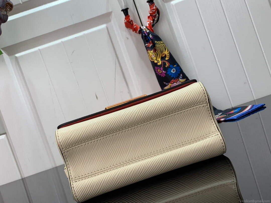LV M59687 Louis Vuitton Twist PM Epi leather Handbag Quartz White