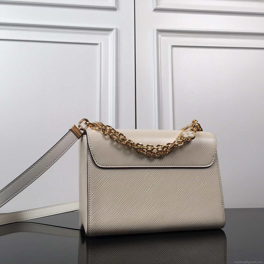 LV M59403 Louis Vuitton Twist MM Epi White Grained Leather