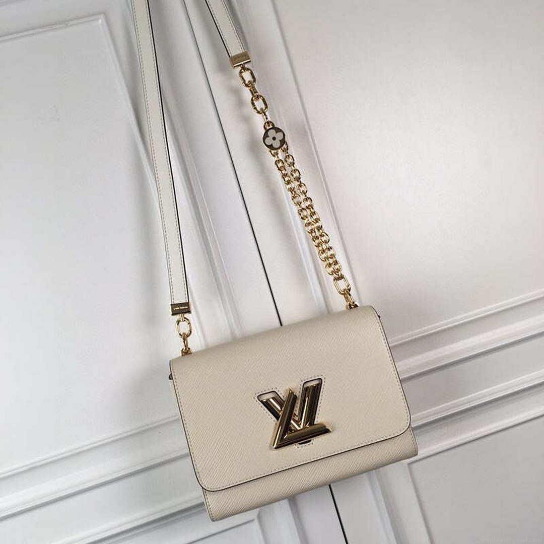 LV M59403 Louis Vuitton Twist MM Epi White Grained Leather