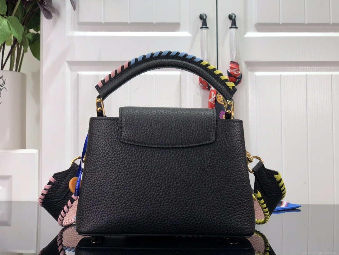 LV M57671 Louis Vuitton Capucines MM Handbag Black