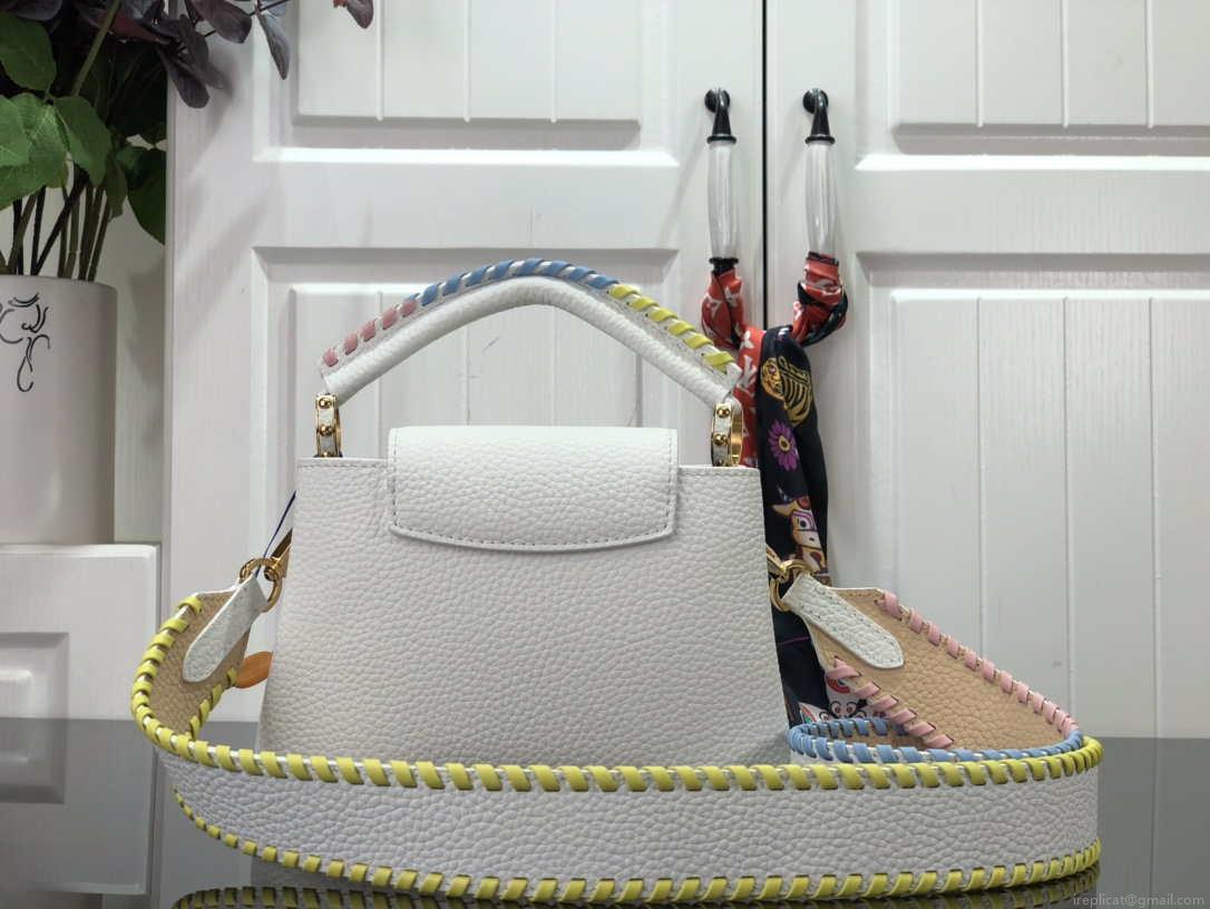 LV M57671 Louis Vuitton Capucines MM Handbag White