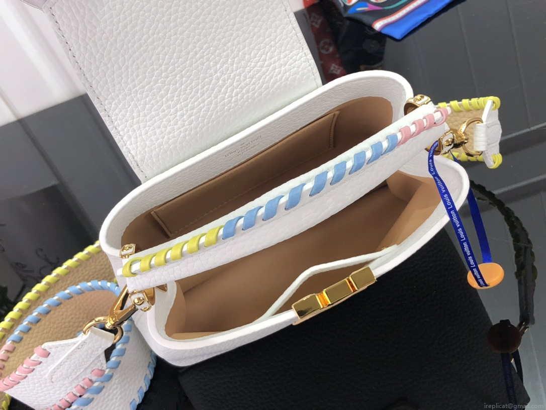 LV M57671 Louis Vuitton Capucines MM Handbag White