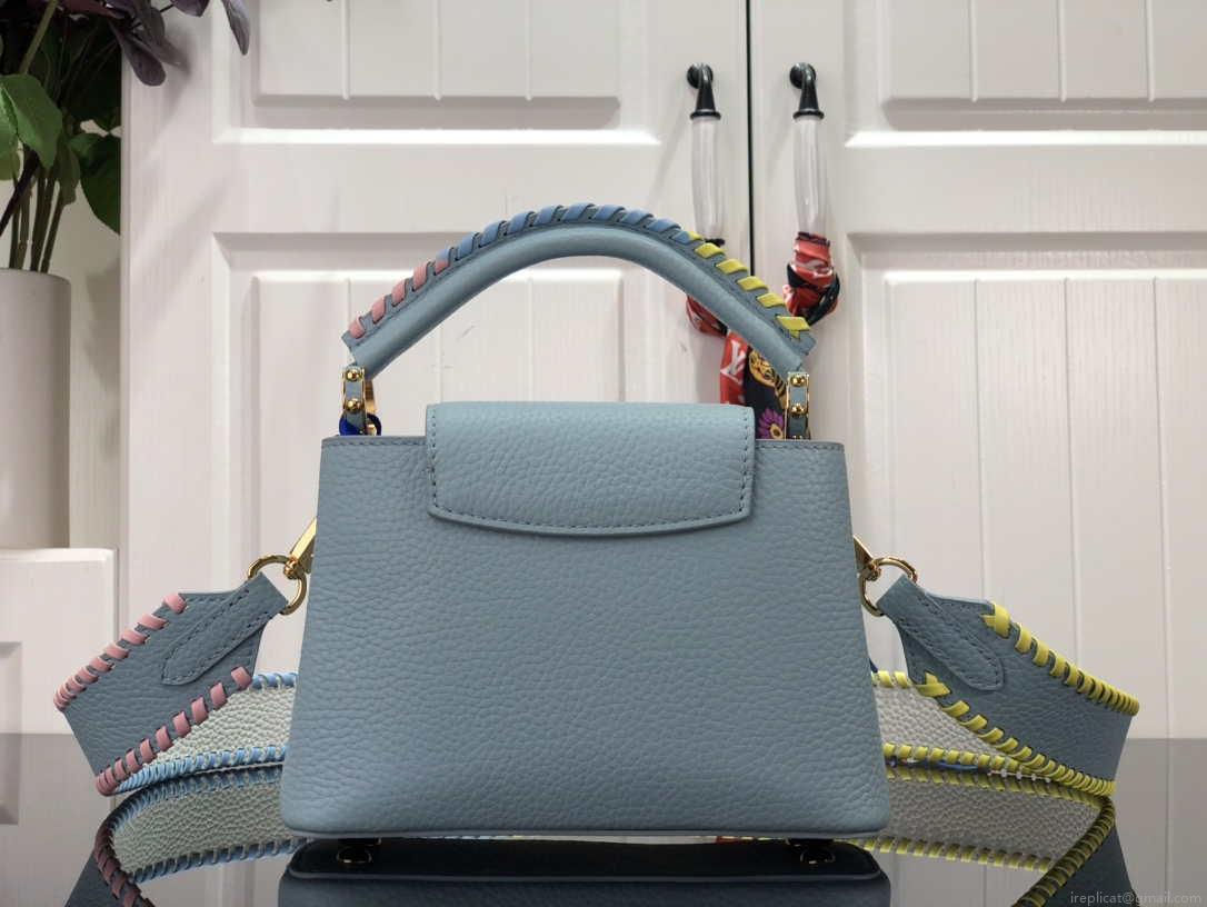 LV M57671 Louis Vuitton Capucines MM Handbag Light Blue