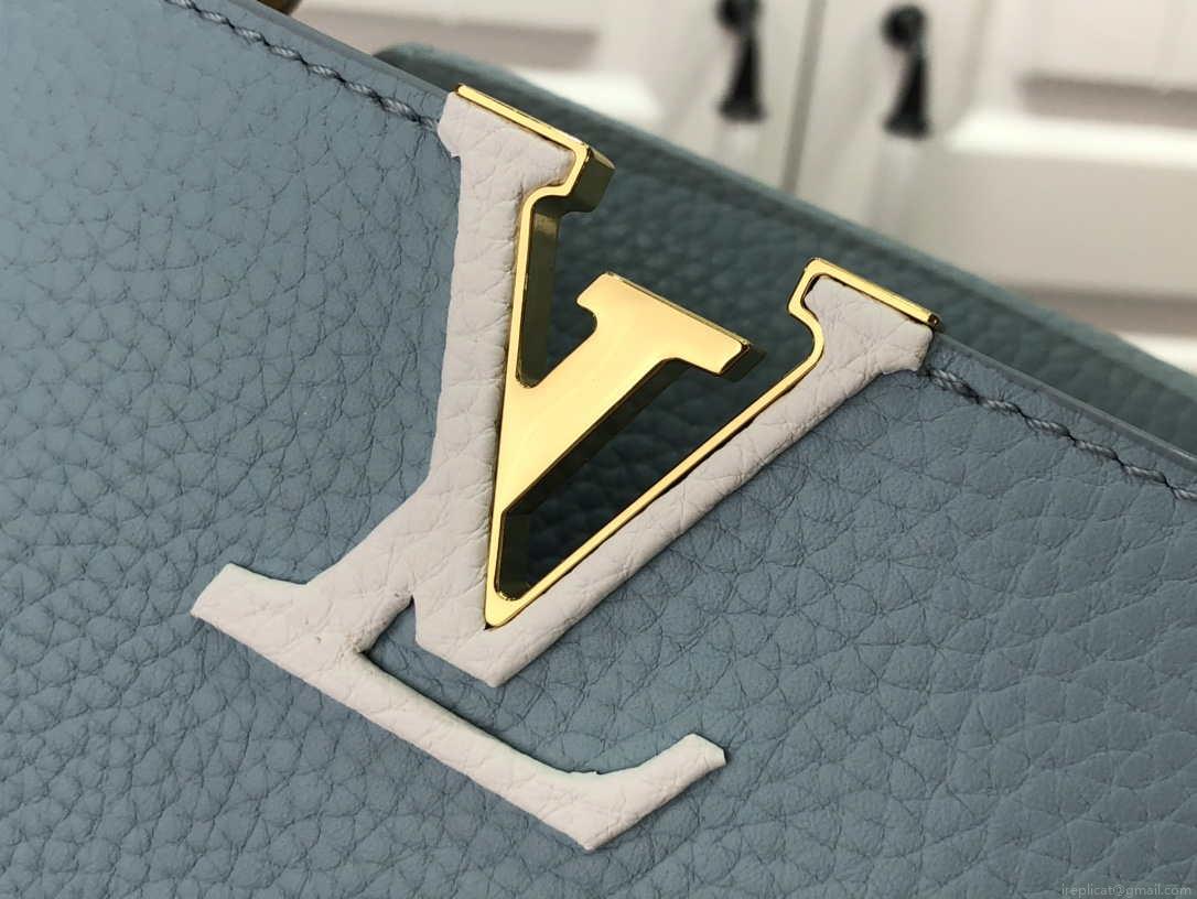 LV M57671 Louis Vuitton Capucines MM Handbag Light Blue