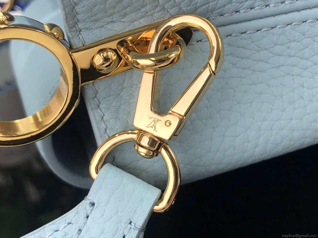 LV M57671 Louis Vuitton Capucines MM Handbag Light Blue