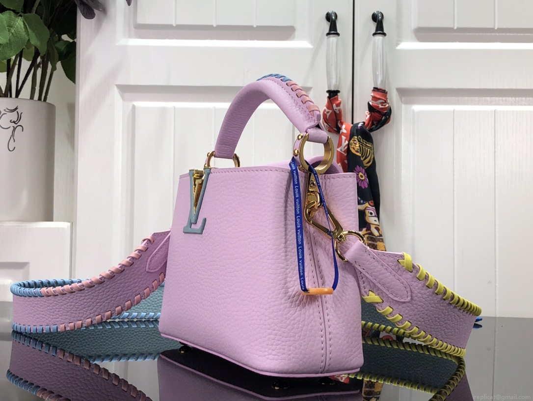 LV M57671 Louis Vuitton Capucines MM Handbag Pink