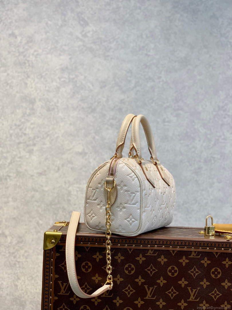 LV M46163 Louis Vuitton Speedy Bandouliere 20 Handbag Pale Beige