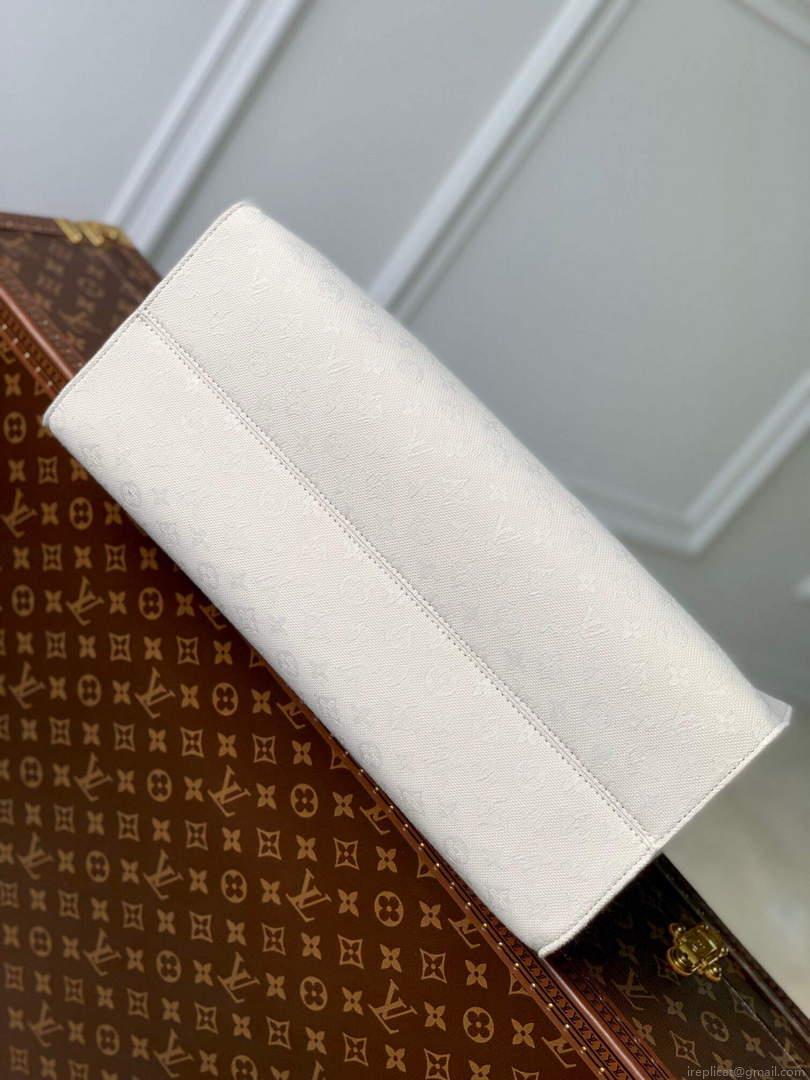 LV M46076 Louis Vuitton Onthego GM Tote Bag White leather