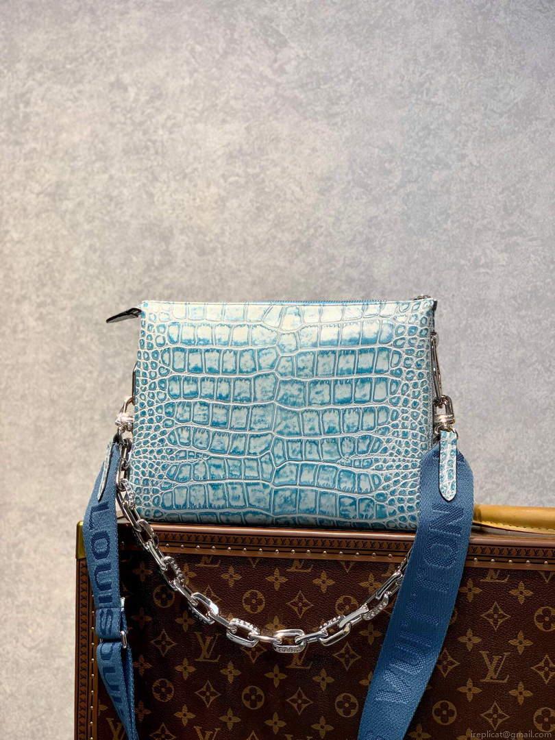 LV M57791 Louis Vuitton Coussin PM Crocodile pattern Bag Blue
