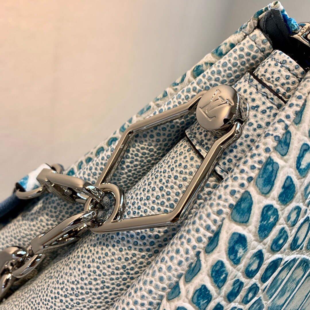 LV M57791 Louis Vuitton Coussin PM Crocodile pattern Bag Blue