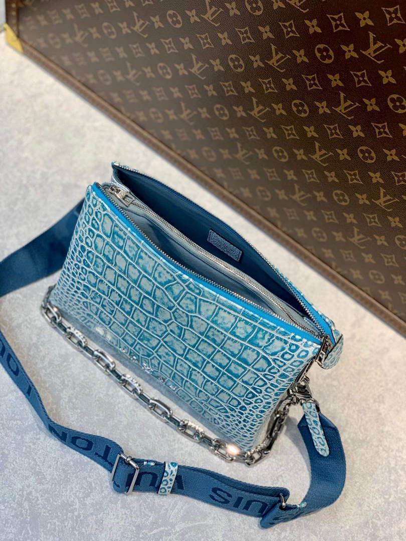 LV M57791 Louis Vuitton Coussin PM Crocodile pattern Bag Blue