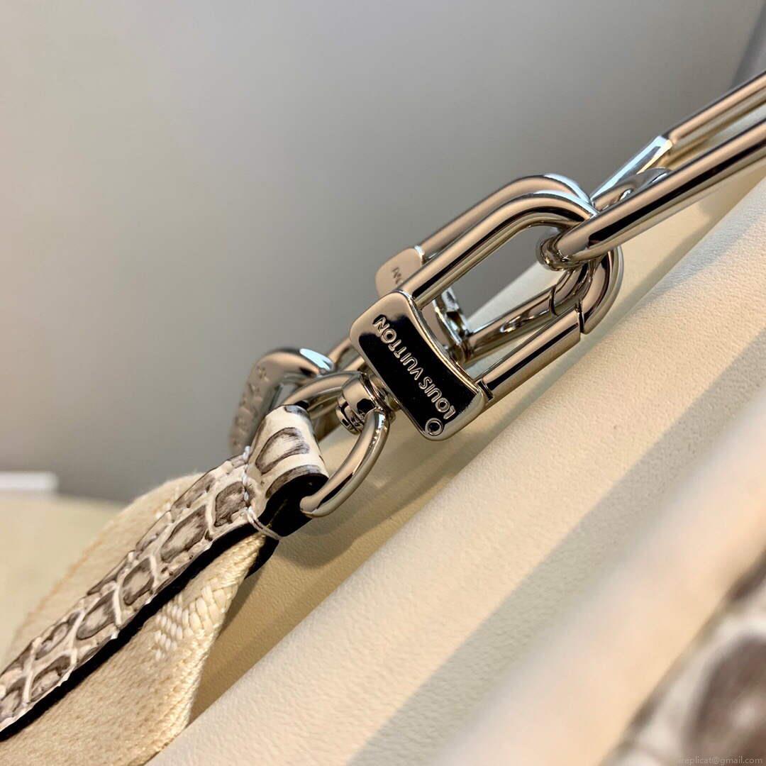 LV M57791 Louis Vuitton Coussin PM Crocodile pattern Bag White