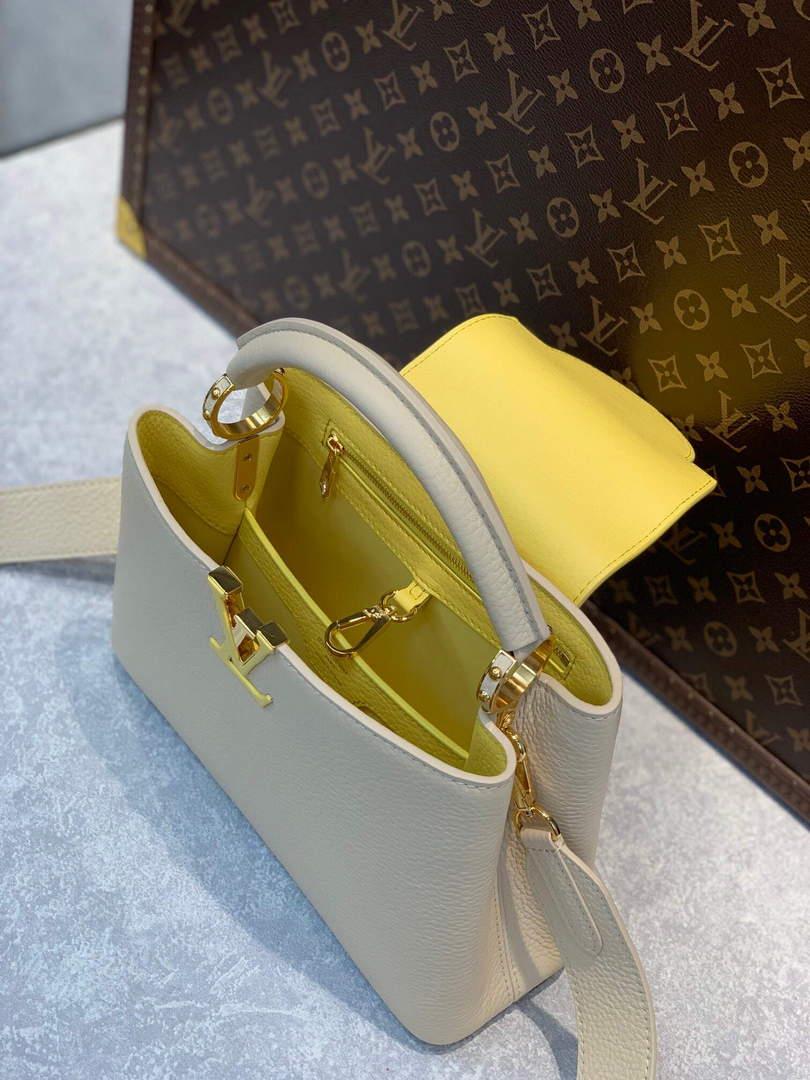 LV M59512 Louis Vuitton Capucines BB Bag Crème Beige / Plume Yellow