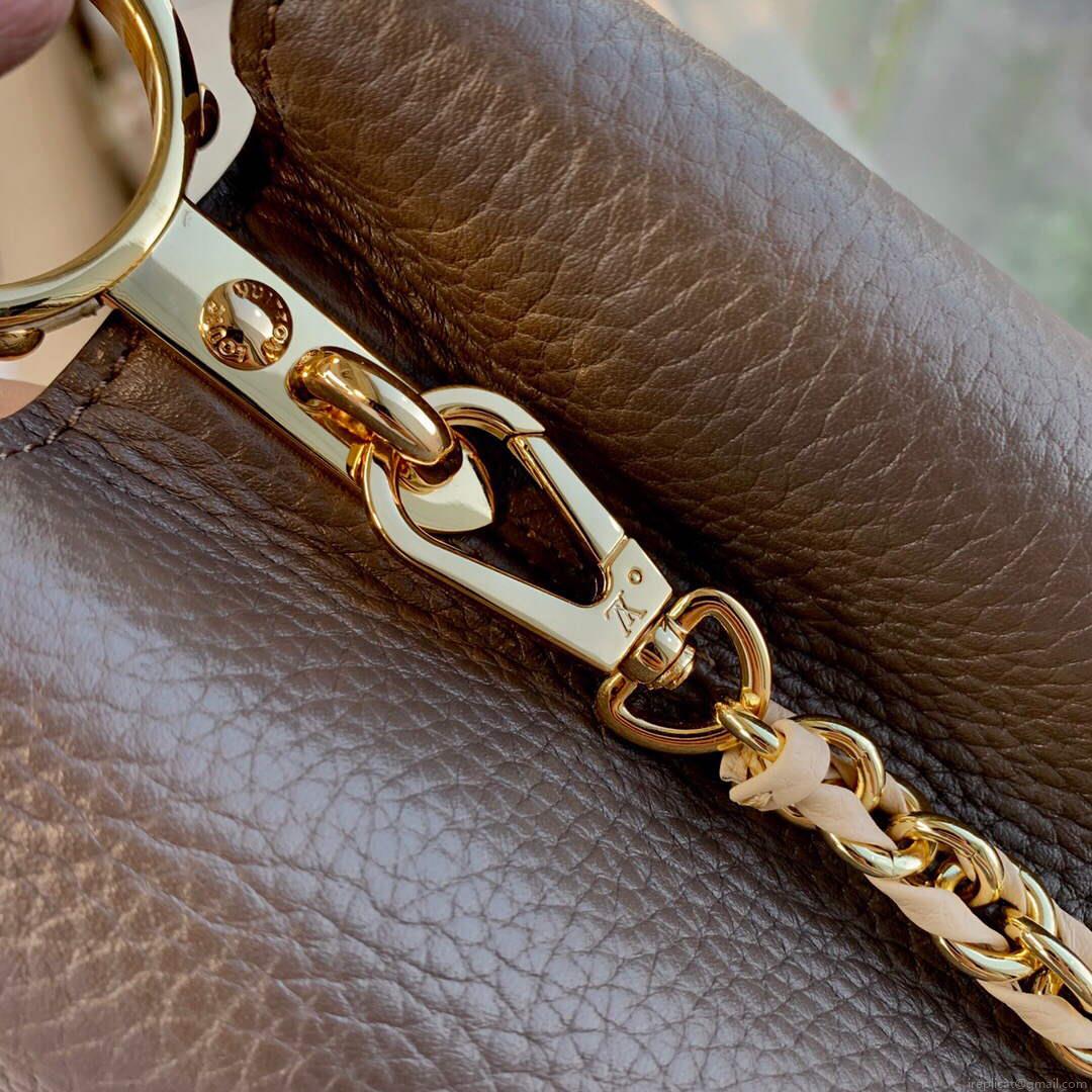 LV M59512 Louis Vuitton Capucines BB Bag Smokey Brown Green/Crème/Pink