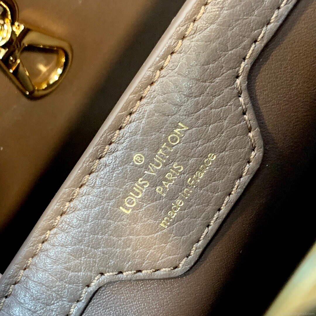 LV M59512 Louis Vuitton Capucines BB Bag Smokey Brown Green/Crème/Pink