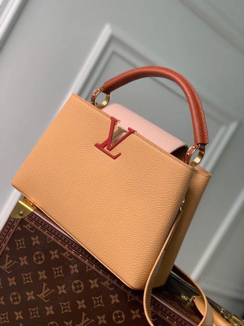 LV M20784 Louis Vuitton Capucines MM Handbag Wood Brown