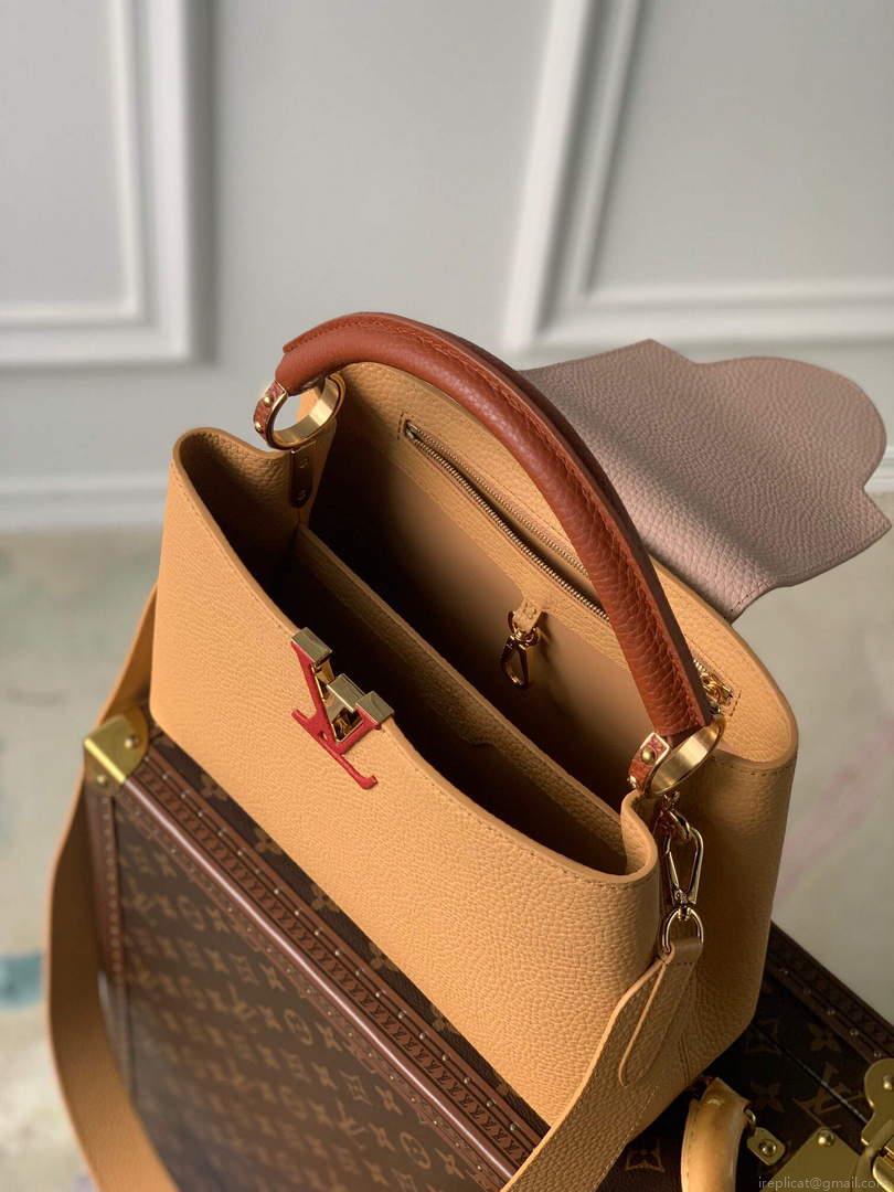 LV M20784 Louis Vuitton Capucines MM Handbag Wood Brown