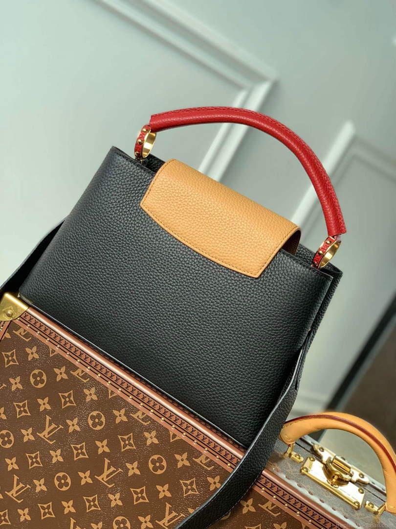 LV M20704 Louis Vuitton Capucines MM Handbag Black