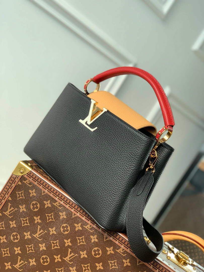 LV M20704 Louis Vuitton Capucines MM Handbag Black