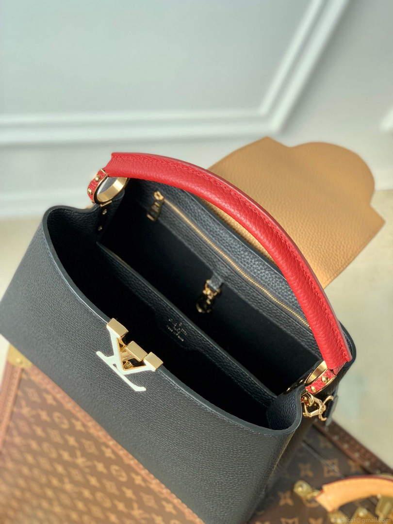 LV M20704 Louis Vuitton Capucines MM Handbag Black