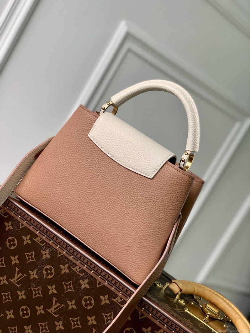 LV M21045 Louis Vuitton Capucines BB Handbag Trianon Pink / Greige
