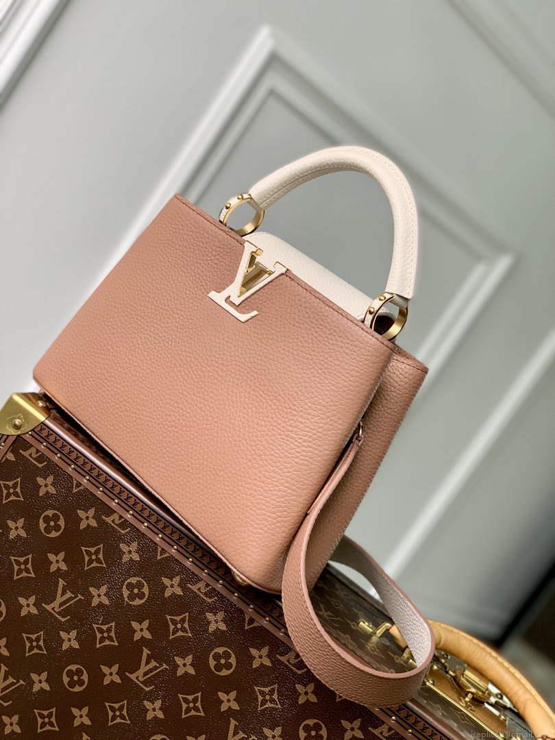 LV M21045 Louis Vuitton Capucines BB Handbag Trianon Pink / Greige