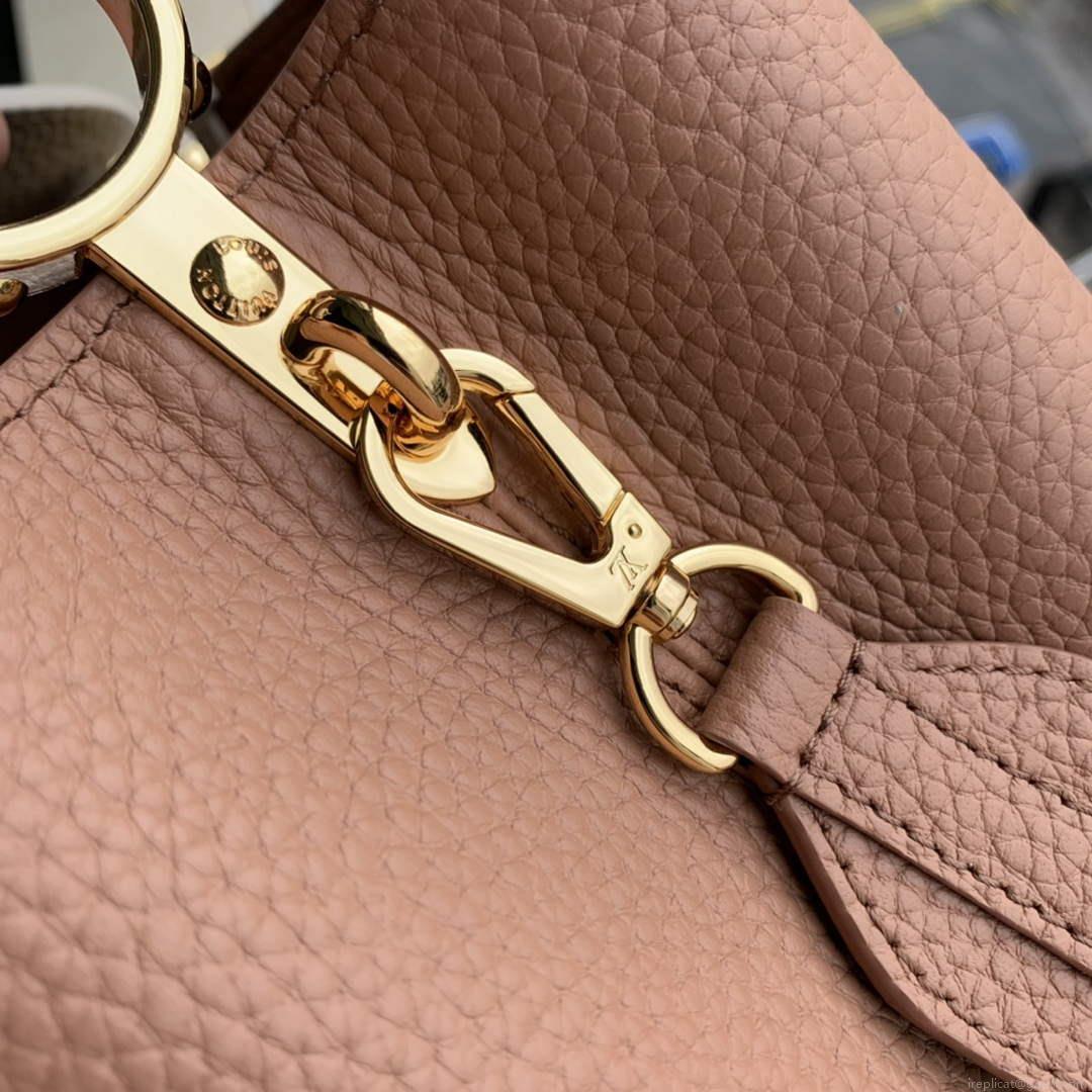 LV M21045 Louis Vuitton Capucines Mini Handbag Trianon Pink / Greige