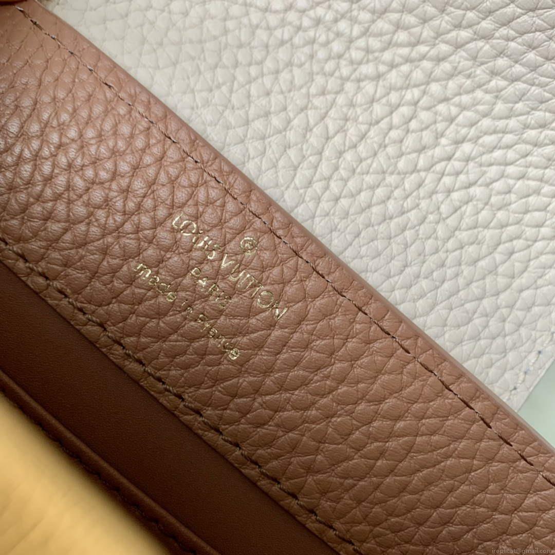 LV M21045 Louis Vuitton Capucines Mini Handbag Trianon Pink / Greige