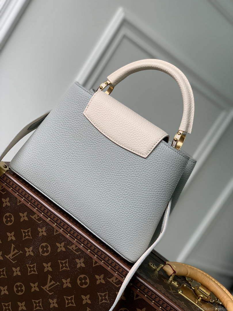LV M21296 Louis Vuitton Capucines BB Handbag Steeple Gray / Greige