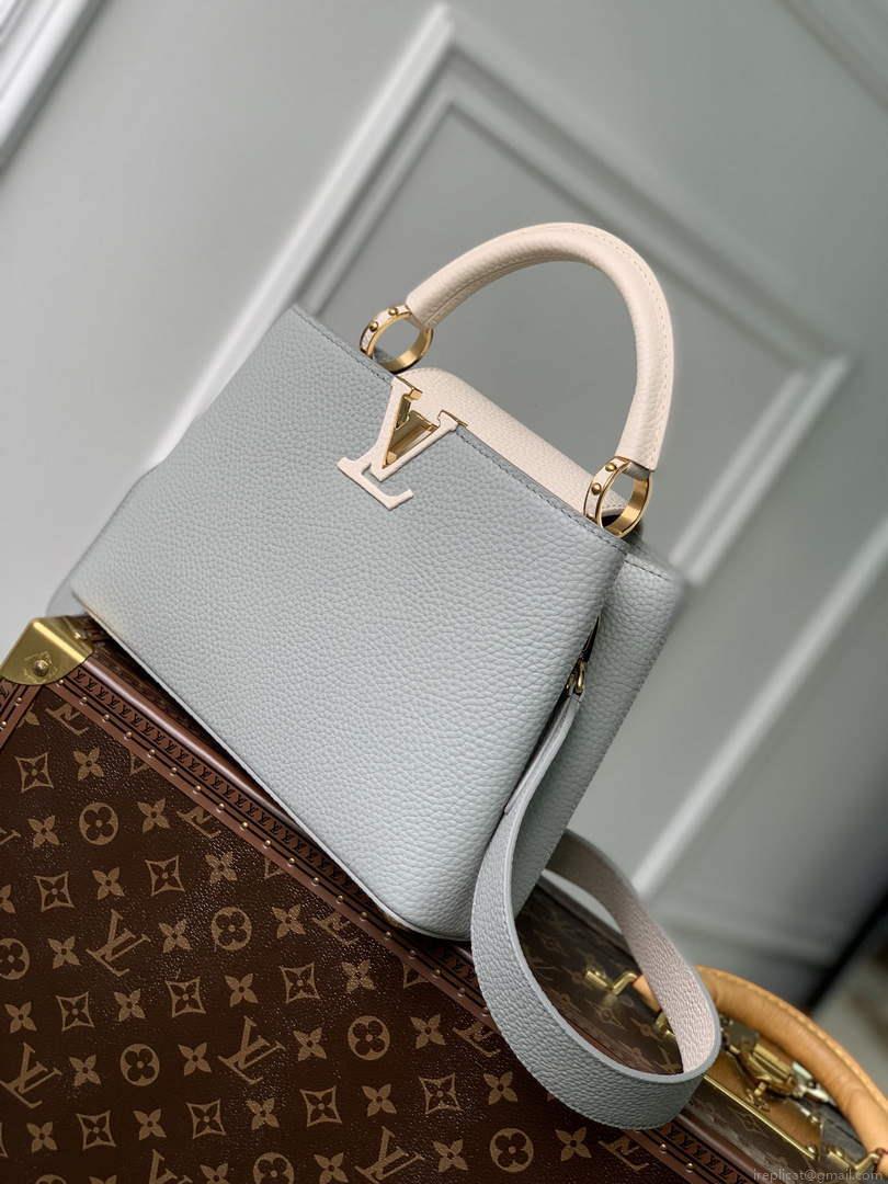 LV M21296 Louis Vuitton Capucines BB Handbag Steeple Gray / Greige