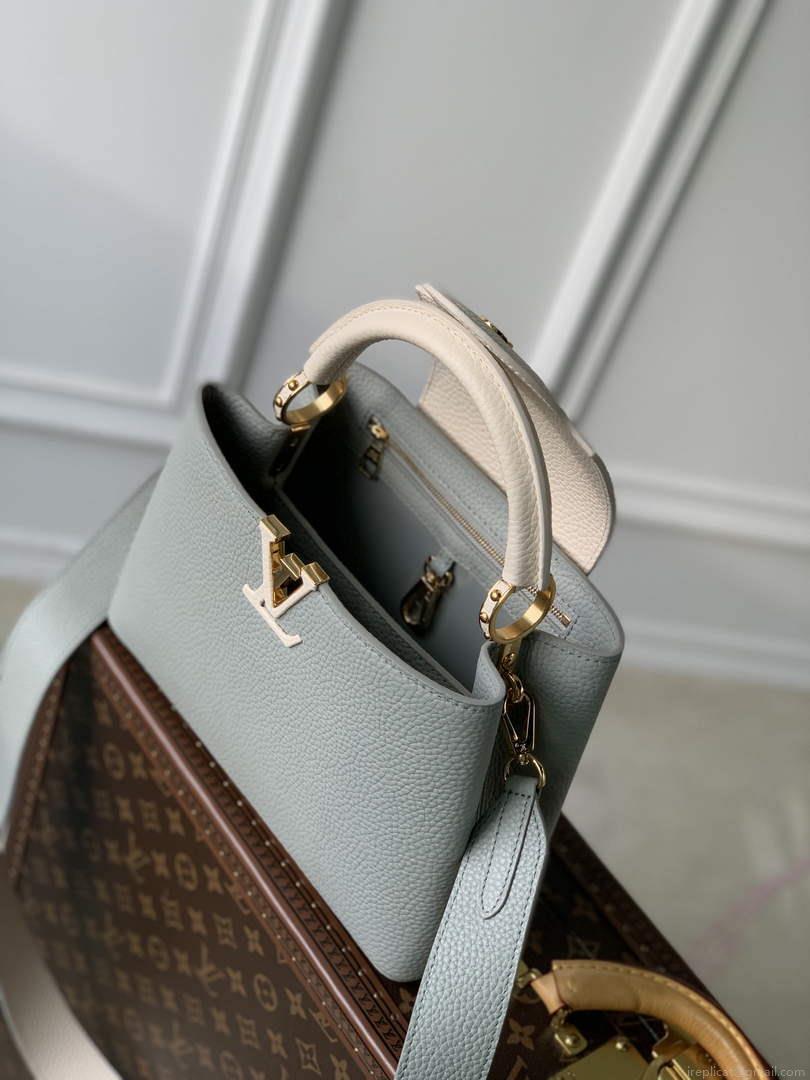 LV M21296 Louis Vuitton Capucines BB Handbag Steeple Gray / Greige