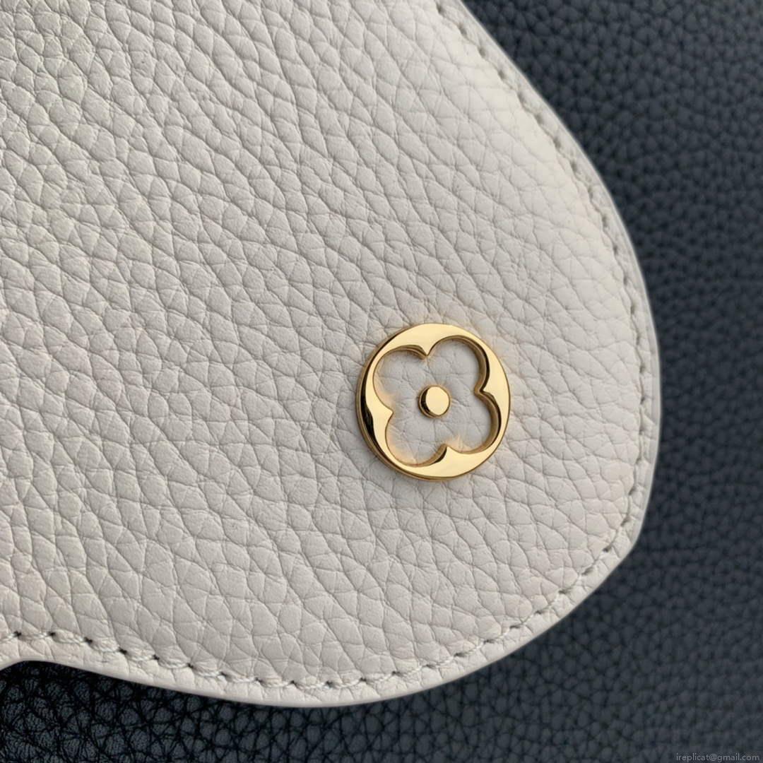 LV M21043 Louis Vuitton Capucines BB Handbag Black / Greige Doux / Scarlet