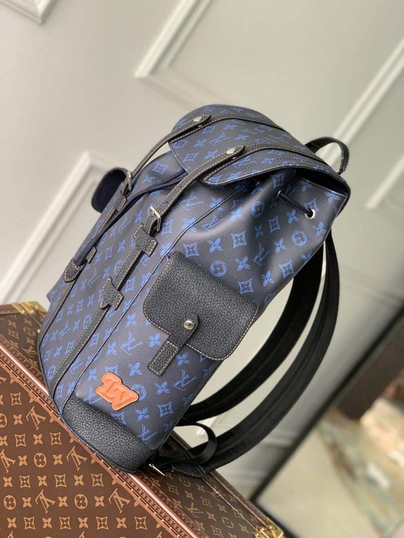 LV M46338 Louis Vuitton Christopher MM Backpack Blue