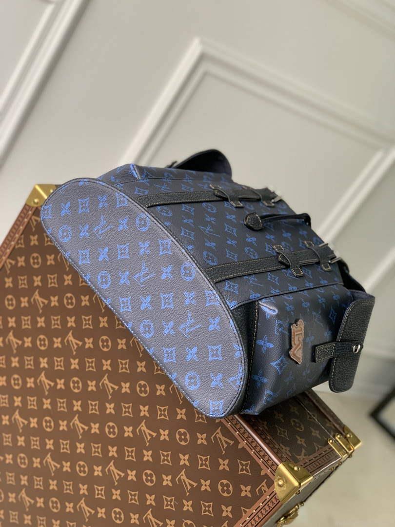 LV M46338 Louis Vuitton Christopher MM Backpack Blue