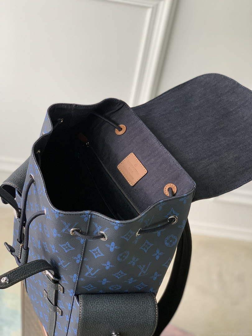 LV M46338 Louis Vuitton Christopher MM Backpack Blue